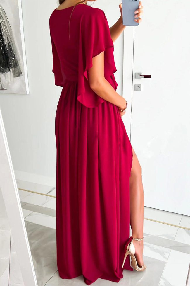 Fashion Solid Solid Color V Neck One Step Skirt Dresses(4 colors)