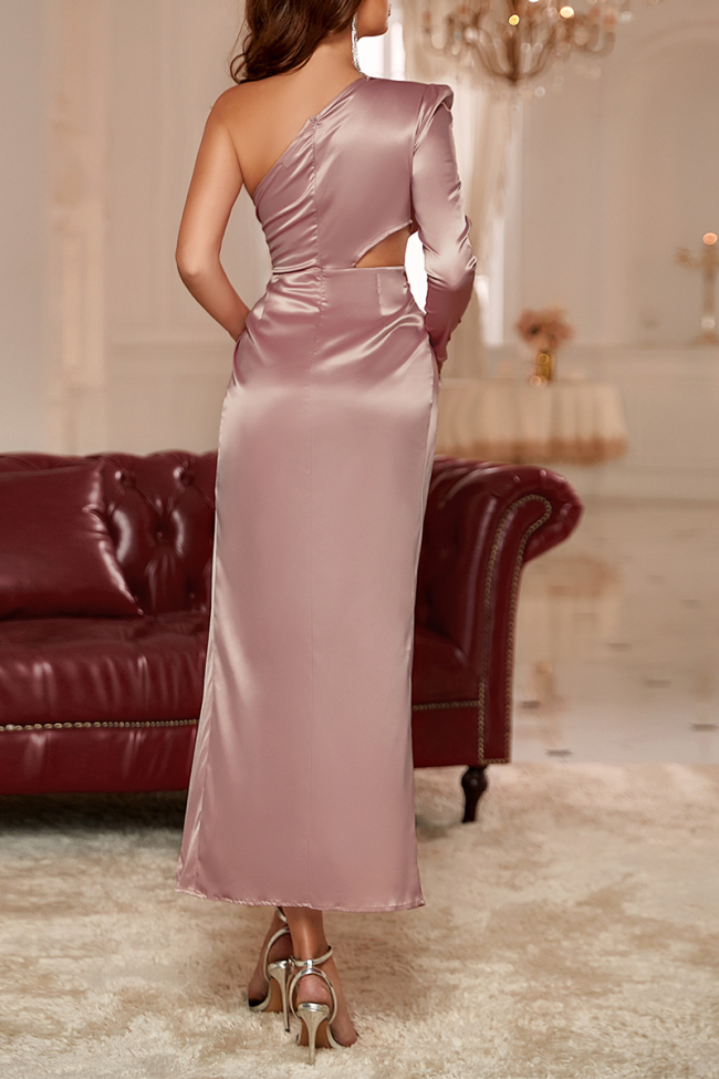 Formal Solid Flounce One Shoulder Irregular Dress Dresses(7 Colors)