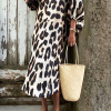 Casual Leopard Patchwork V Neck Straight Dresses