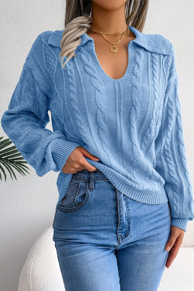 Casual Simplicity Solid Solid Color Turndown Collar Sweaters(3 Colors)