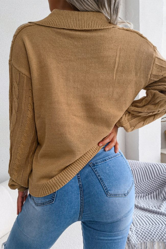 Casual Simplicity Solid Solid Color Turndown Collar Sweaters(3 Colors)
