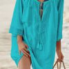 Fashion Vacation Solid Frenulum Swimwears Cover Up(4 Colors)