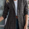 Fashion Street Plaid Buckle Turn-back Collar Outerwear(3 Colors)