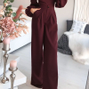 Casual Solid Patchwork Off the Shoulder Straight Jumpsuits(4 Colors)