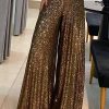Casual Solid Sequins Loose Mid Waist Wide Leg Solid Color Bottoms(3 Colors)