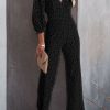 Embroidery Lace V Neck Regular Jumpsuits