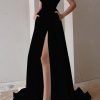 Celebrities Elegant Solid Asymmetrical V Neck Evening Dress Dresses(3 Colors)