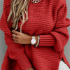 Fashion Street Solid Slit O Neck Sweaters(4 Colors)