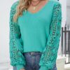 Casual Solid Hollowed Out V Neck Sweaters(5 Colors)