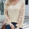 Casual Solid Hollowed Out V Neck Sweaters(5 Colors)