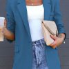 Elegant Solid Pocket Turn-back Collar Outerwear(4 Colors)