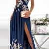 Fashion Patchwork Slit One Shoulder Waist Skirt Dresses(10 colors)