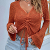 Fashion Solid Hollowed Out V Neck Tops(10 colors)