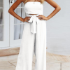 Casual Solid Patchwork Strapless Straight Jumpsuits(4 Colors)