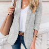 Casual Solid Patchwork Turn-back Collar Outerwear(4 Colors)