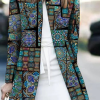 Casual Print Split Joint Cardigan Collar Outerwear