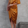 Elegant Solid Patchwork Fold Oblique Collar Evening Dress Dresses(5 Colors)