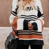 Fashion Casual Street Striped Patchwork O Neck Tops