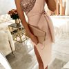 Fashion Sexy Sequined With Belt V Neck One Step Skirt Dresses(4 Colors)