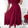 Casual Solid Flounce V Neck Cake Skirt Dresses(3 colors)