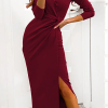 Fashion Elegant Solid Slit Fold V Neck Dresses