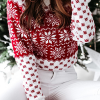 Casual Snowflakes Contrast O Neck Tops Sweater