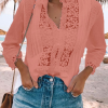 Casual Solid Lace V Neck Tops(4 colors)
