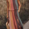 Fashion Print Split Joint O Neck Straight Dresses(7 colors)